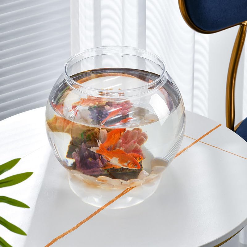 Newpol tiny fish tank with decorative stones for instant charm