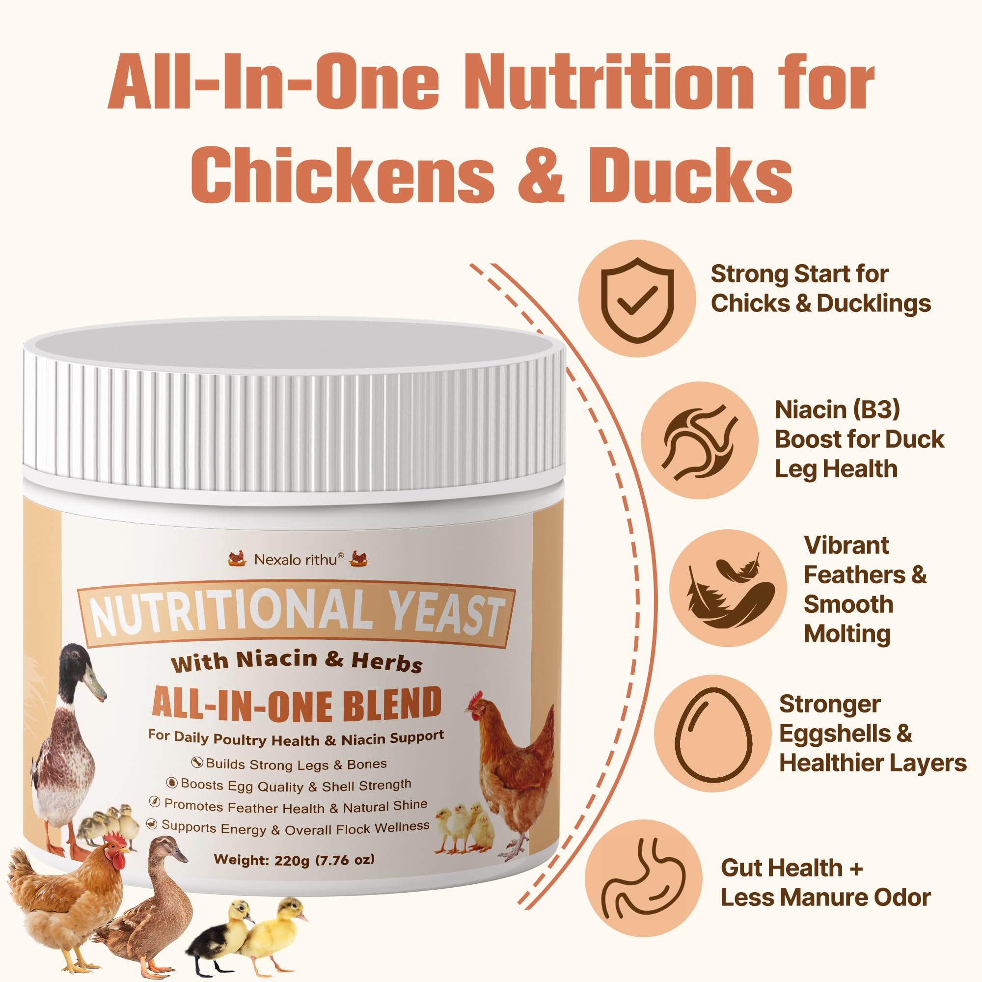 Nexalo Rithu yeast scoop showing easy, consistent feeding for flocks.