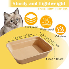 Nexboraque disposable litter box side view, sturdy pulp material reduces overflow