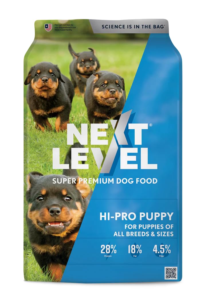 Next Level HI-PRO Puppy dry kibble bag for small breeds, premium formula.