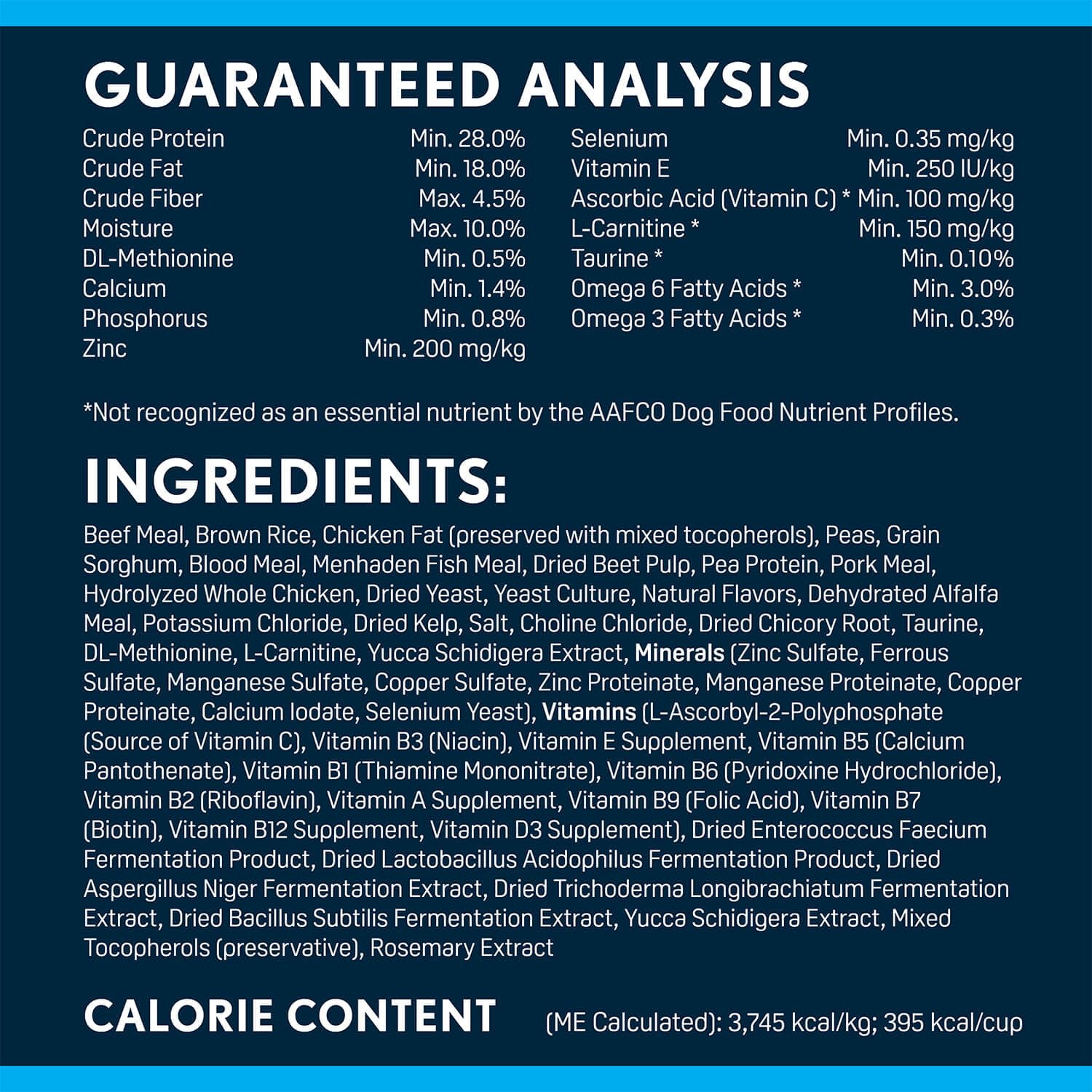 Next Level HI-PRO Puppy protein blend with chicken, beef, pork, and fish.