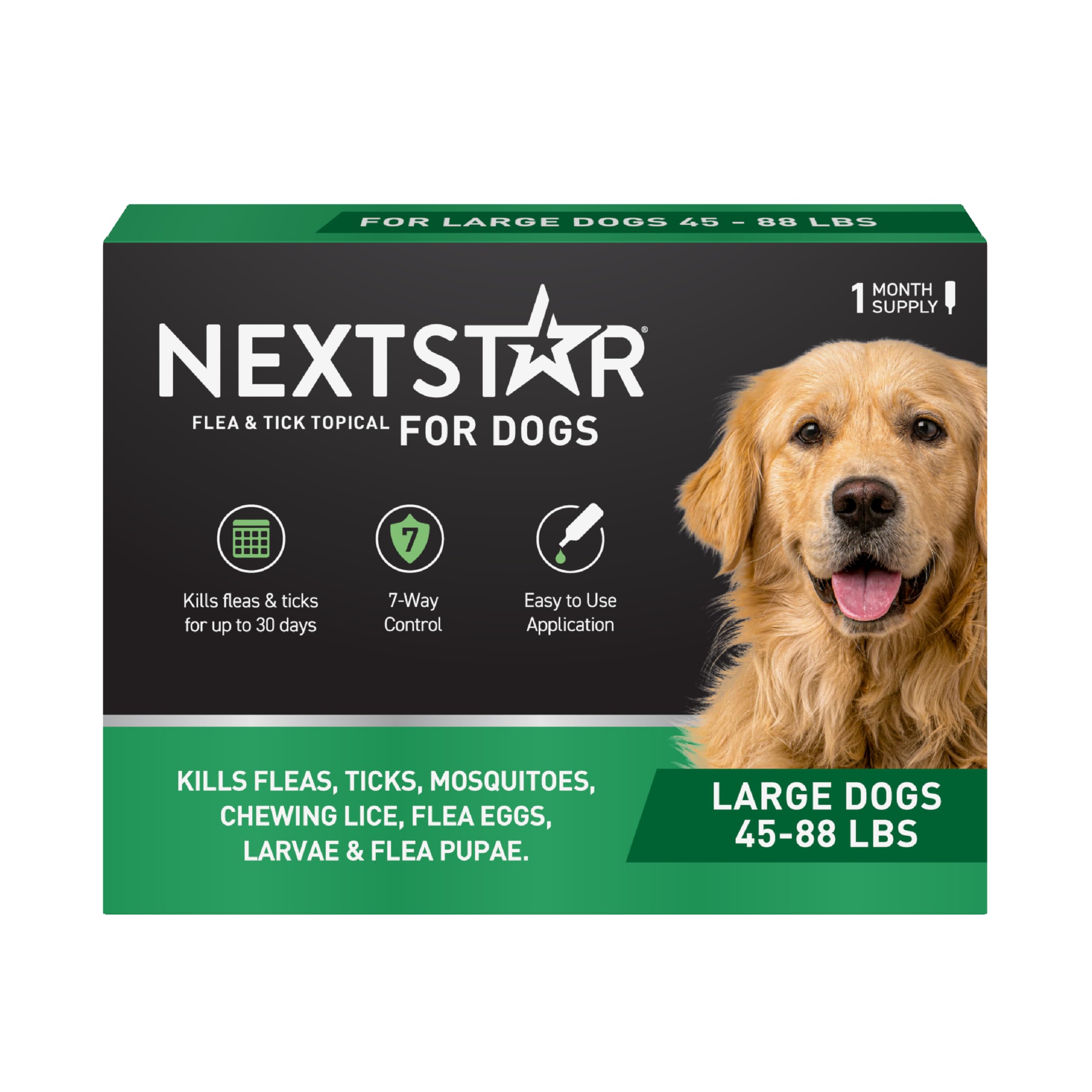 NEXTSTAR dog topical bottle ready for fast-acting flea and tick protection.