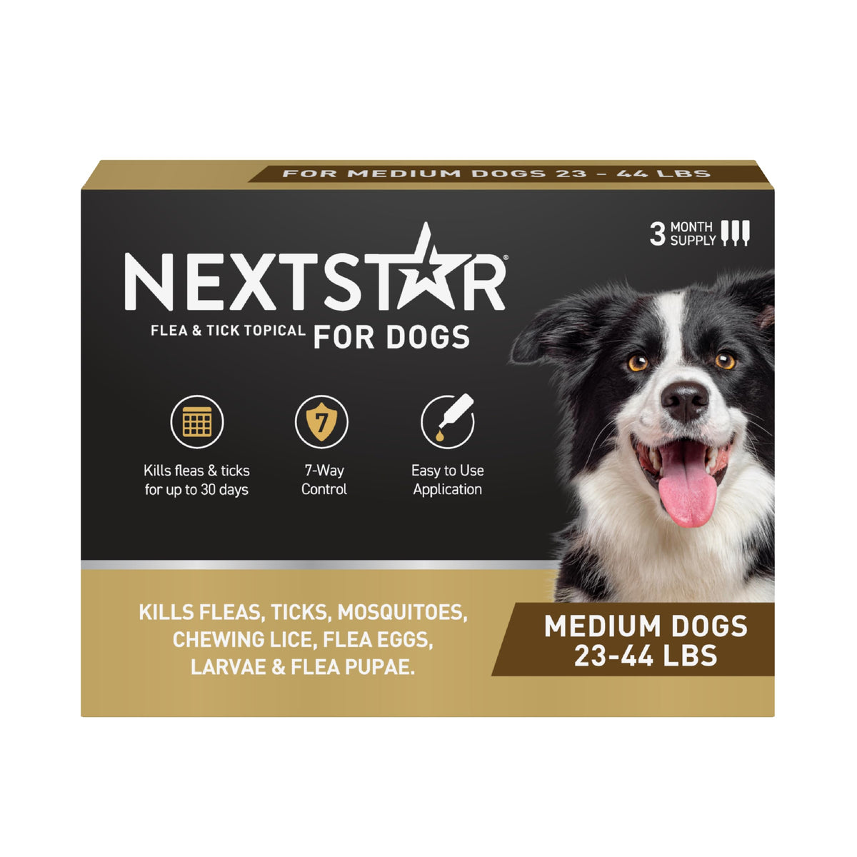 NEXTSTAR dog topical drops applied to skin for fast flea and tick relief