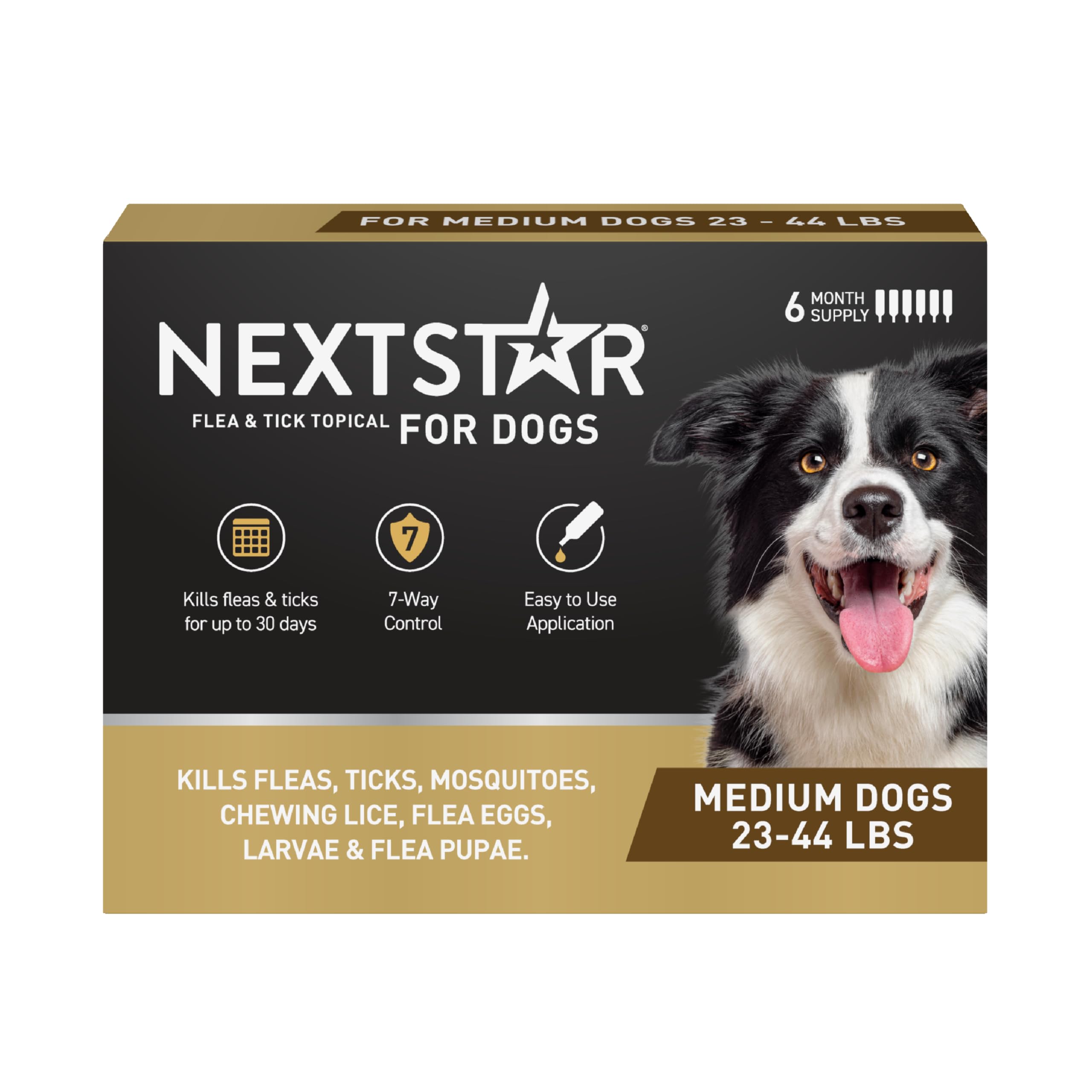 NEXTSTAR flea and tick prevention drops bottle ready for use on dogs.