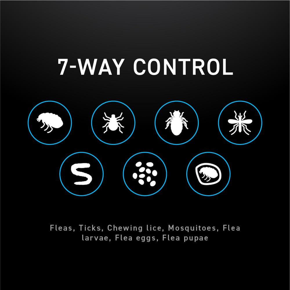 NEXTSTAR seven-way pest protection for dogs targets fleas, ticks, and mosquitoes.