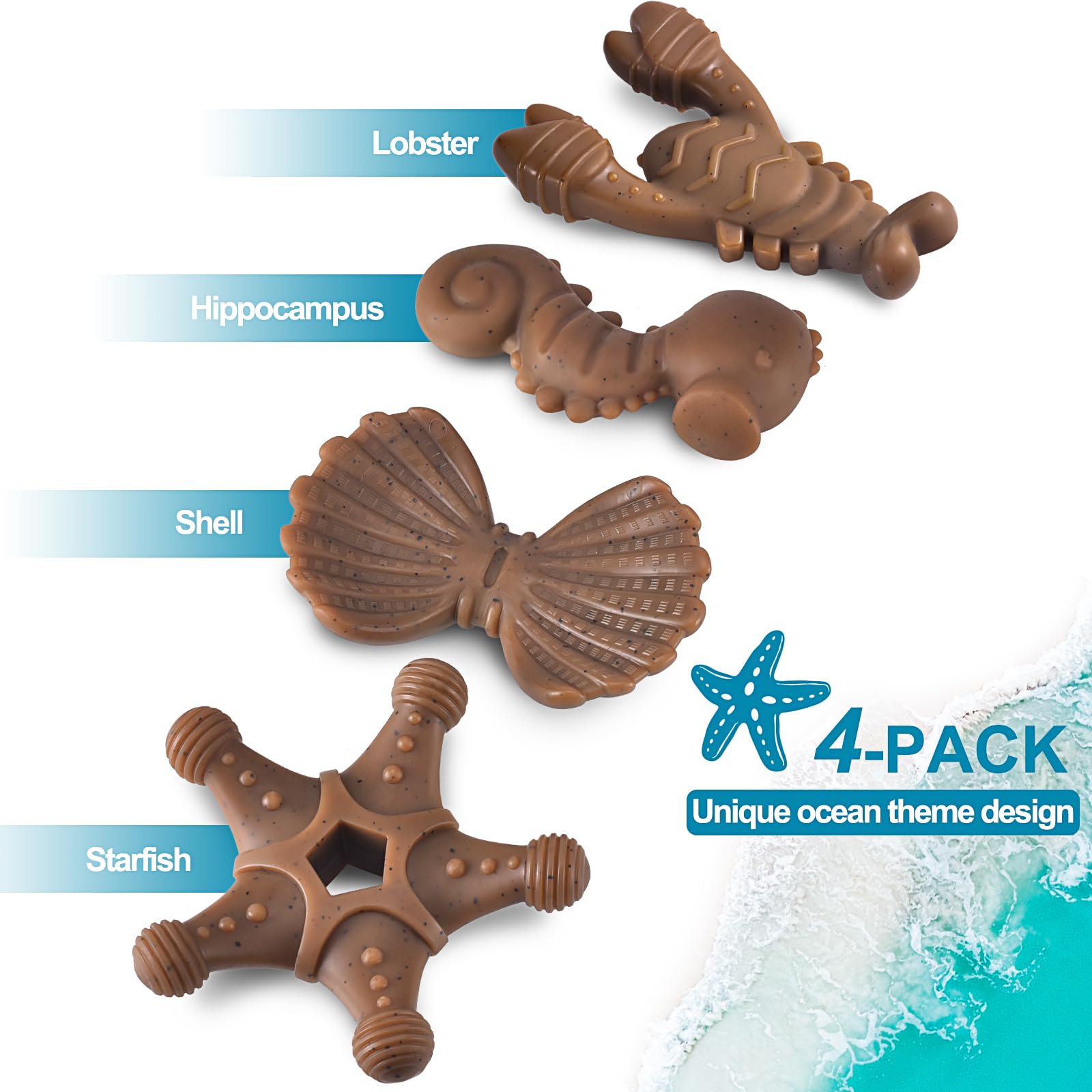NEZIN four-pack chew toys, value-packed set for dogs of all sizes