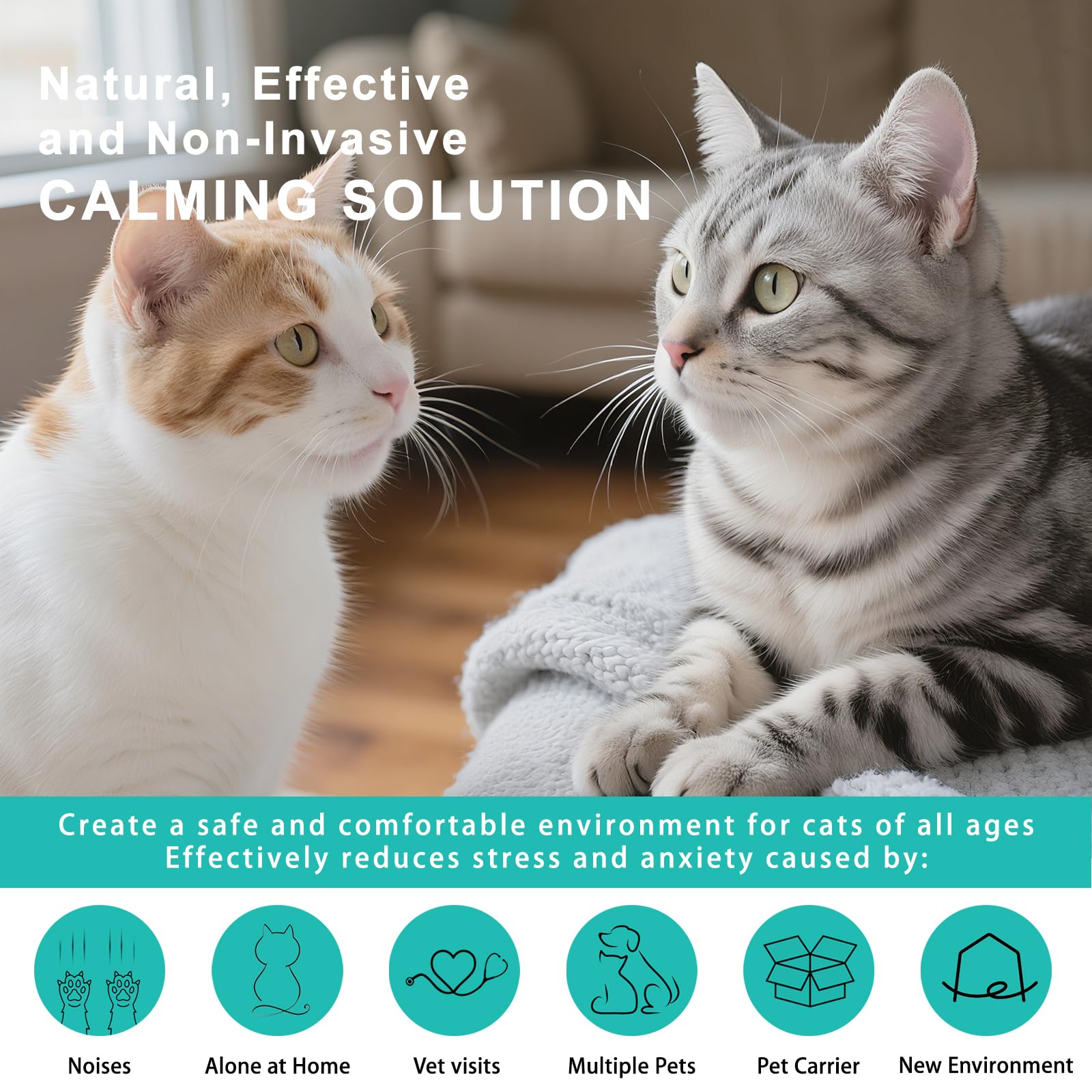 NHMFMLZW cat pheromone diffuser plugged in in a room for continuous diffusion