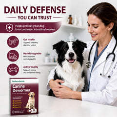 Nice2CU fenbendazole dewormer for dogs usage image showing tablets can mix with meals.