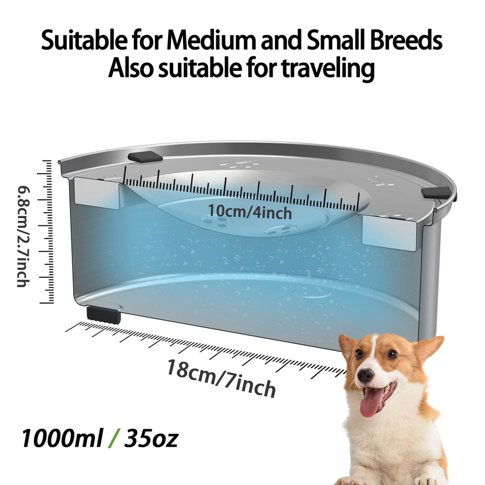 Nicelock Stainless Steel No-Spill Dog Bowl, durable and easy to sanitize.