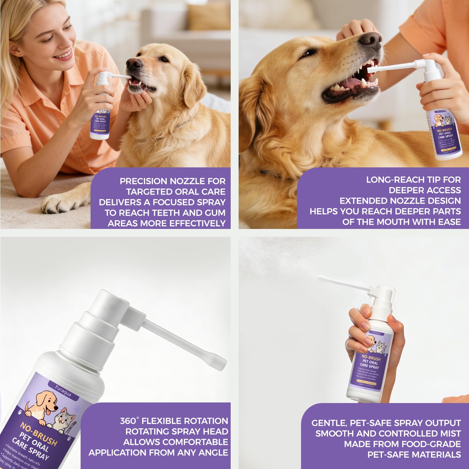 Nichalous Furaqua gum comfort spray with mild formula for sensitive mouths.