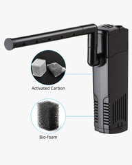 NICREW internal filter air regulator demonstrates gentle aeration for delicate species.