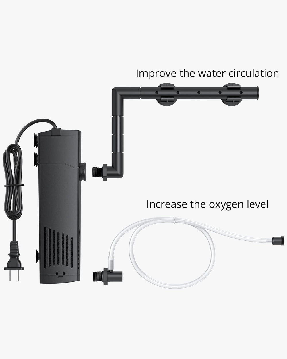 NICREW internal filter bubble jet adds gentle aeration.