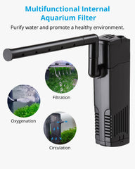 NICREW internal filter water flow demonstrates improved circulation and clarity.