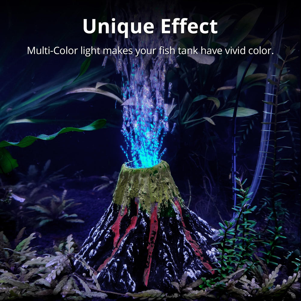 NICREW volcanic bubble stream decor creates dynamic color shifts for a playful tank vibe.