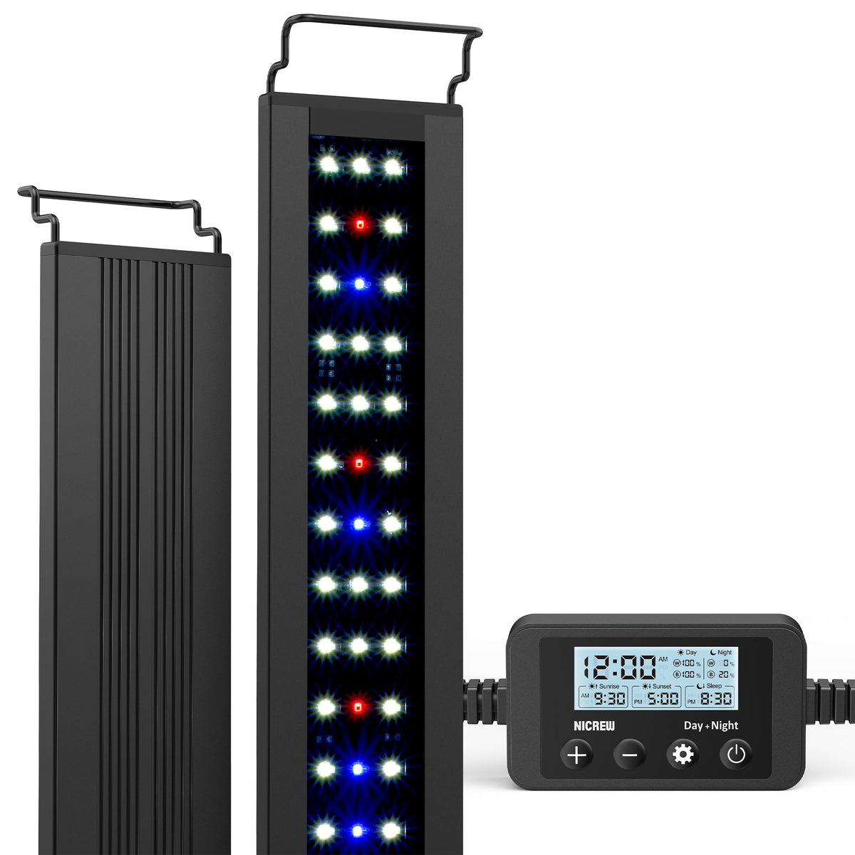 NICREW C10 plants LED light in tank, front view with full-spectrum glow.