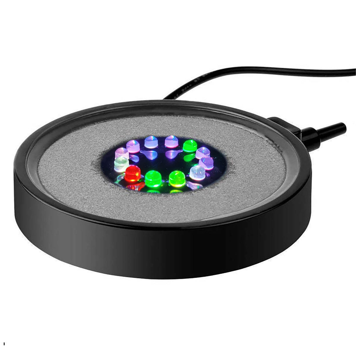 NICREW multi-colored LED bubbler disk enhances aquarium with vibrant bubbles and color change