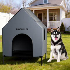 Nidouillet 36-inch dog house exterior ready for outdoor use in all weather.
