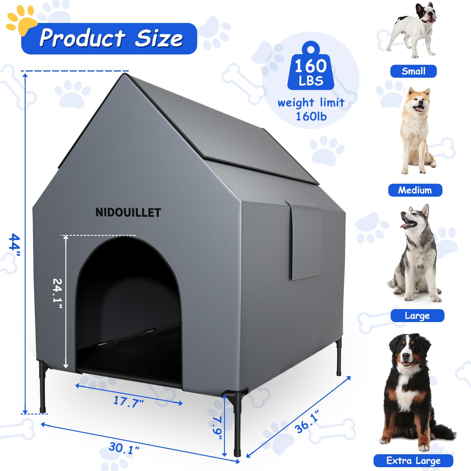 Nidouillet dog house with ventilated windows for improved airflow and interaction.