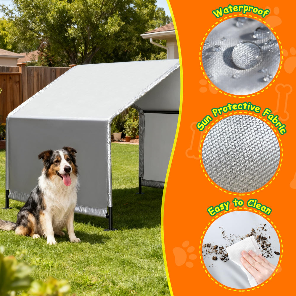 Nidouillet dog shade shelter assembled shows ready-to-use outdoor setup
