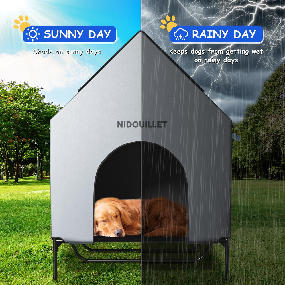 Nidouillet indoor/outdoor dog house suits homes, porches, or camping trips.