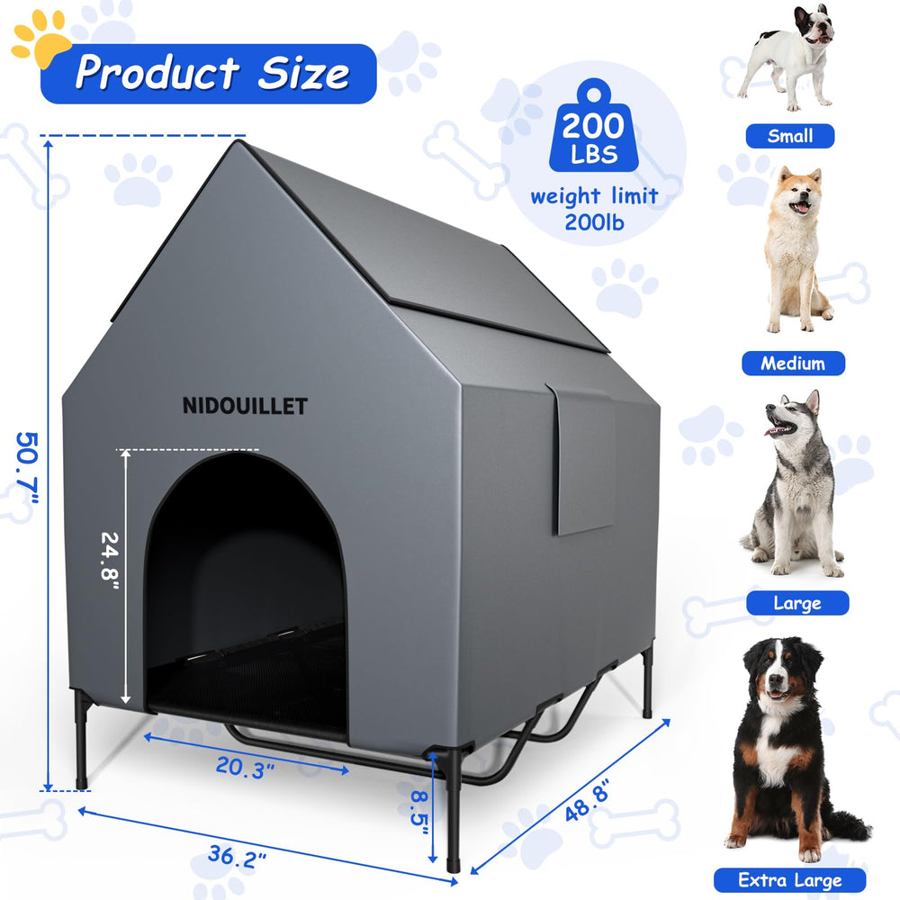 Nidouillet Textilene elevated bed at 8.5 inches enhances comfort for big dogs.