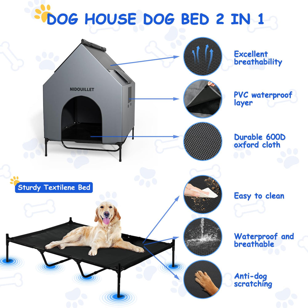 Nidouillet waterproof, breathable Textilene bed is easy to clean.