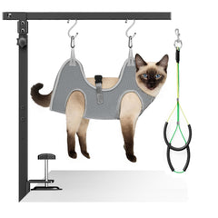 Niffgaff dog grooming arm clamp setup keeps pets secure during brushing