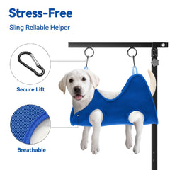 Niffgaff safety hammock provides stable support during grooming.