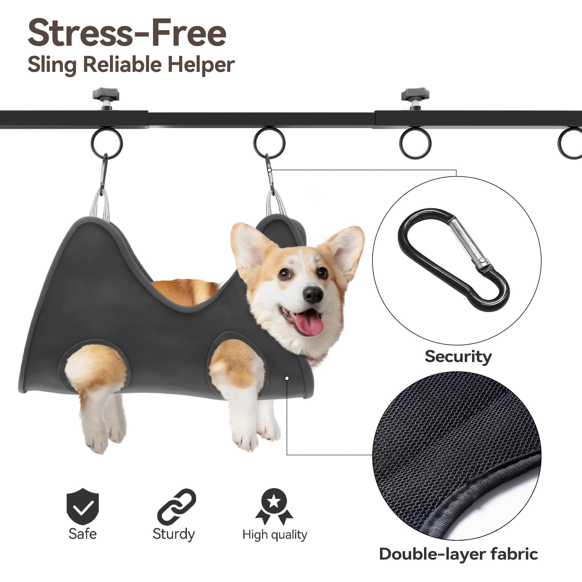 Width-adjustable grooming arm extending from 27 to 39 inches