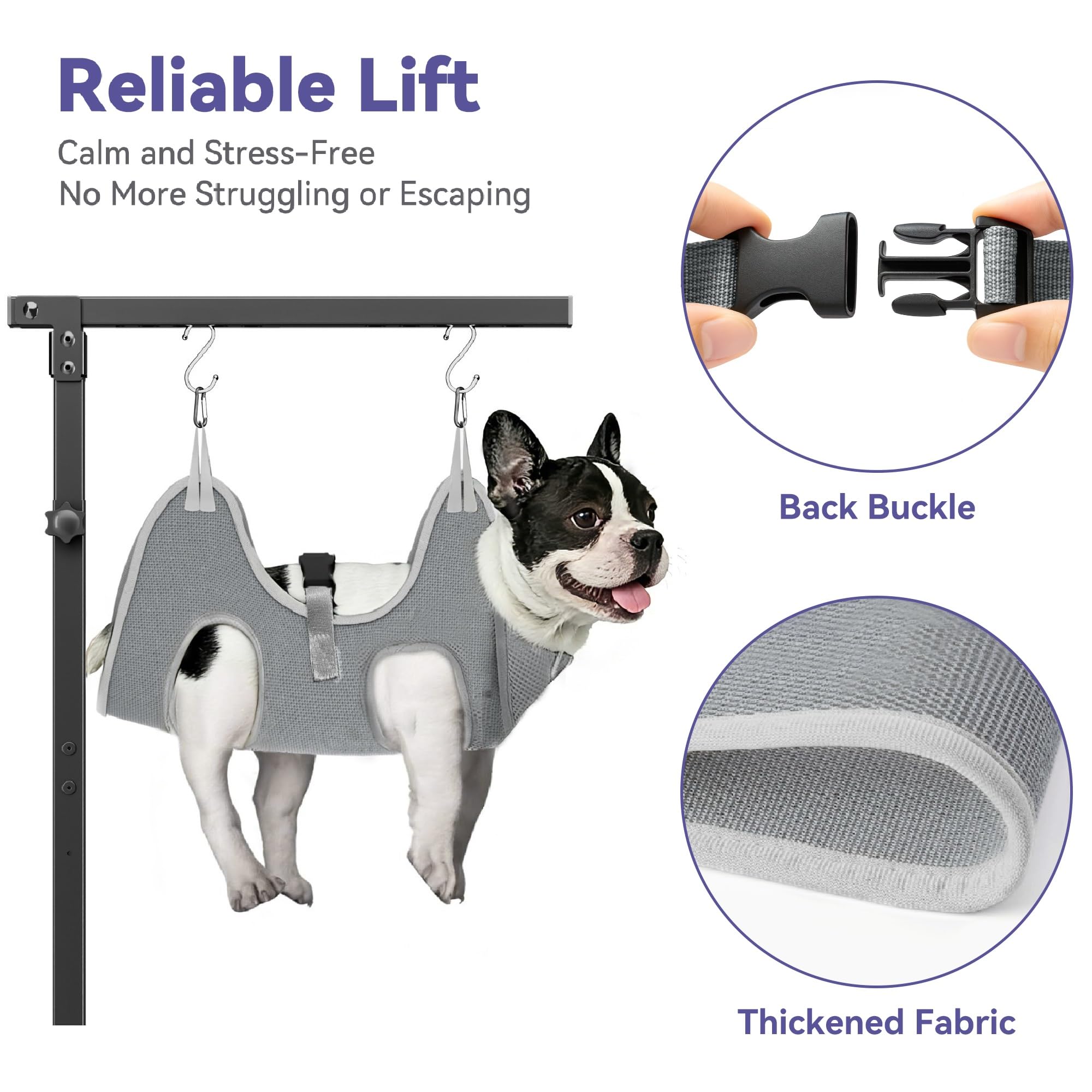 Niffgaff height-adjustable arm shown at 30 inches for small dogs.