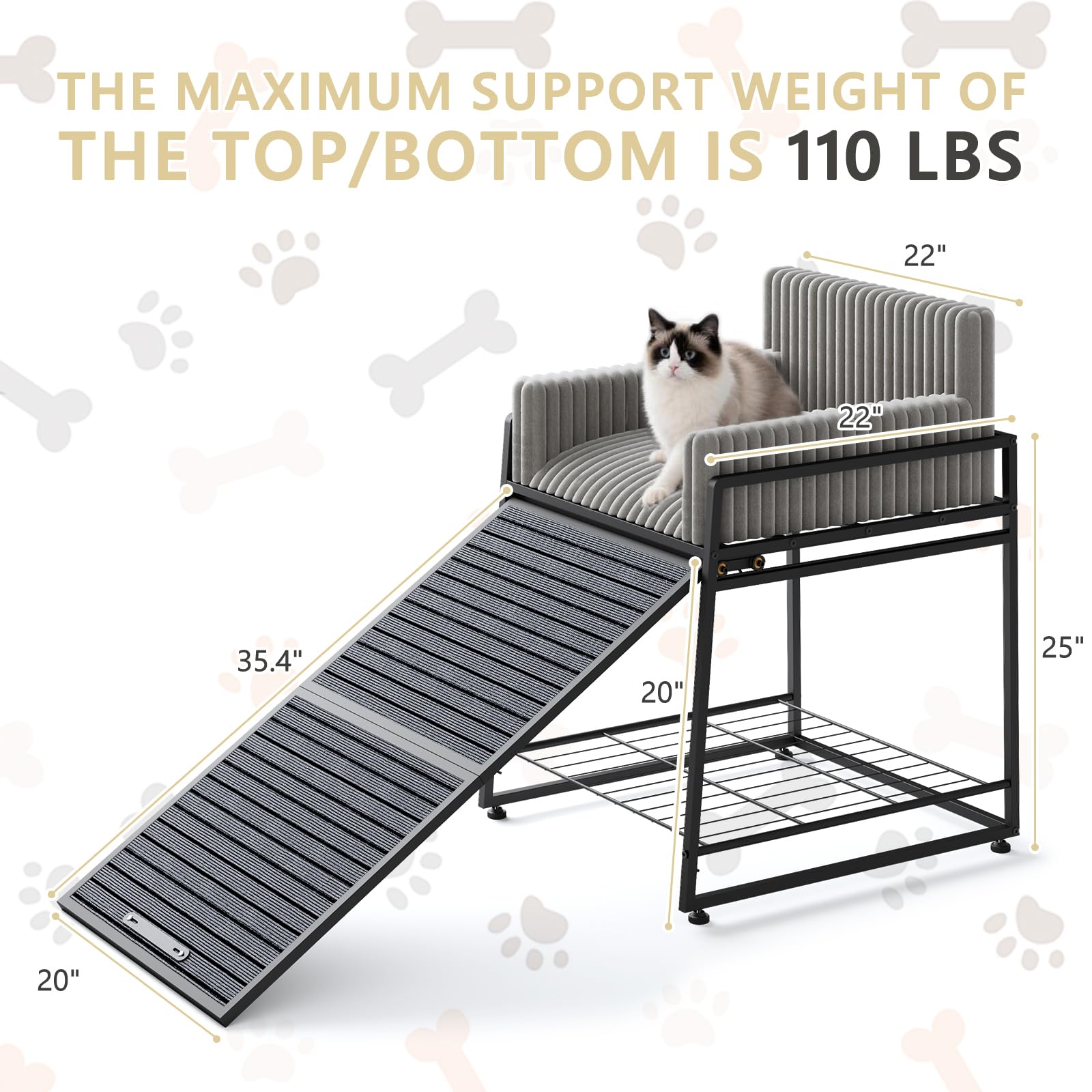 Nigwet Pet Stairs Seat folding ramp saves space when not in use.
