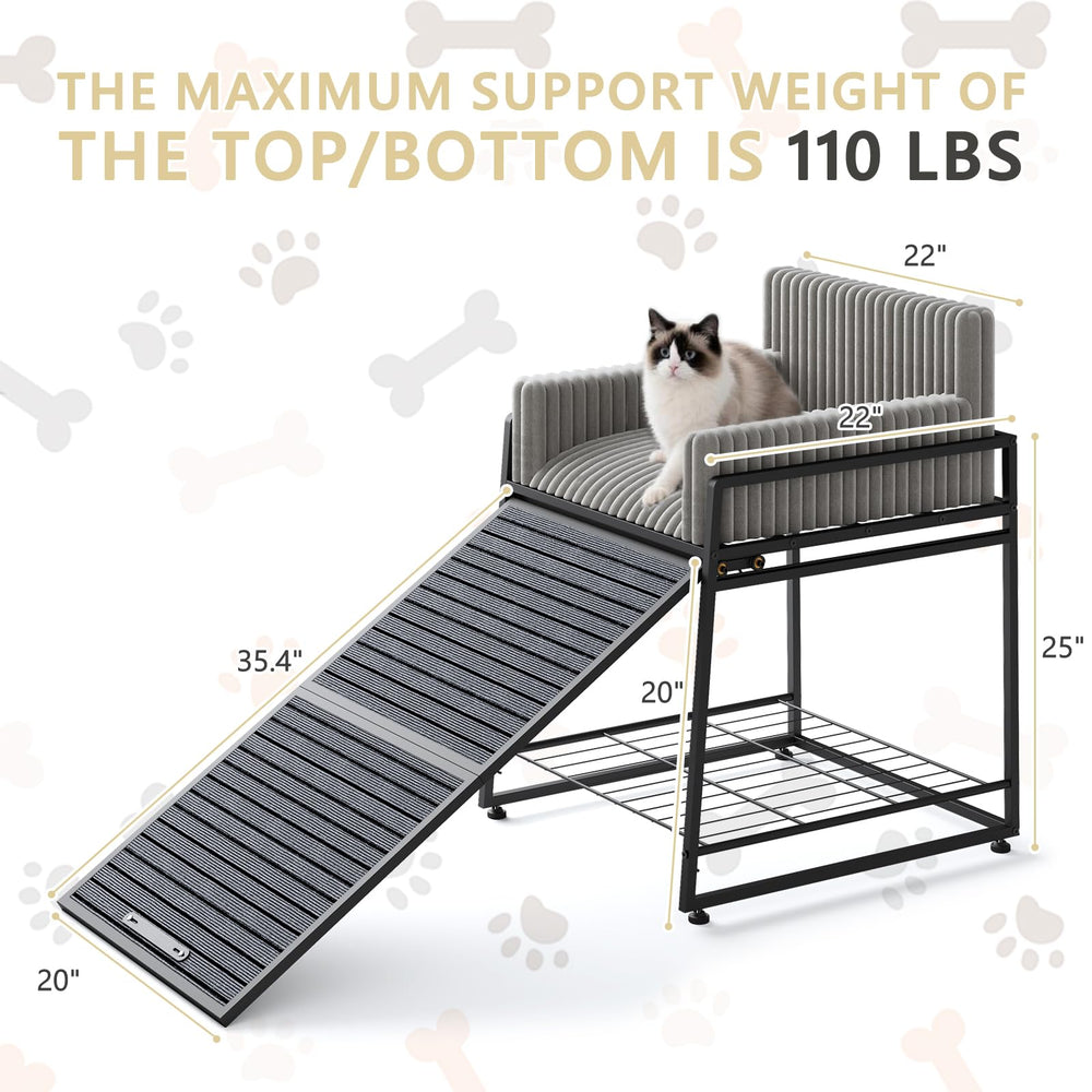 Nigwet Pet Stairs Seat folding ramp saves space when not in use.