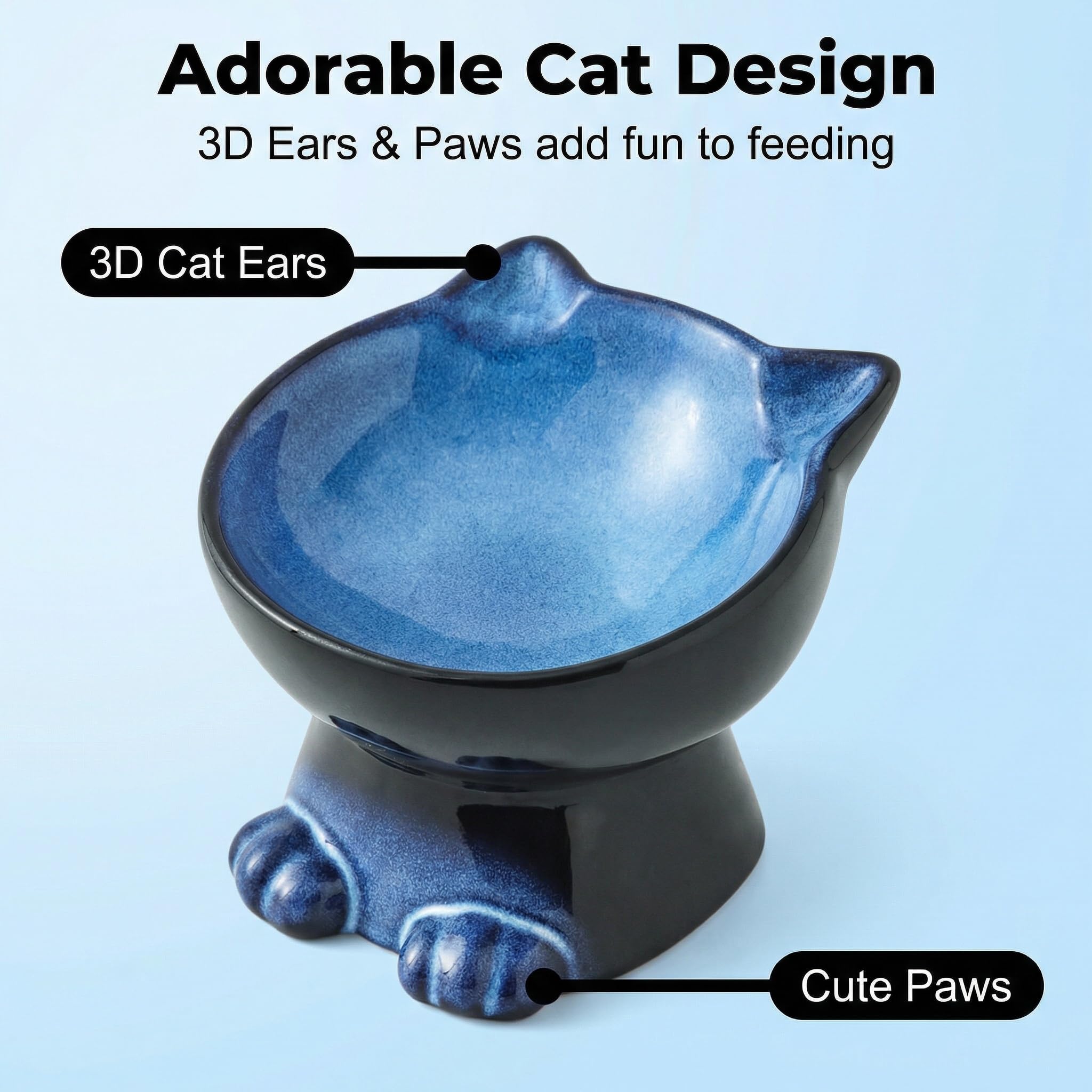 Nihow microwave and dishwasher safe cat bowl for easy cleaning.