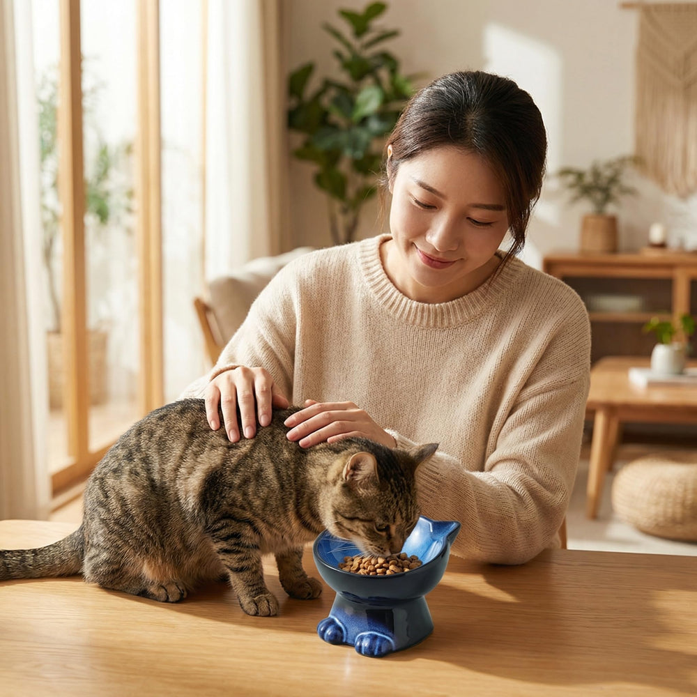 Nihow modern elegant blue and black bowl blends with home décor.