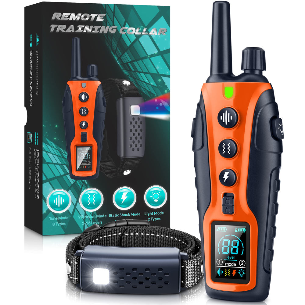 Nikketta dog shock collar with night light enhances night visibility during walks.