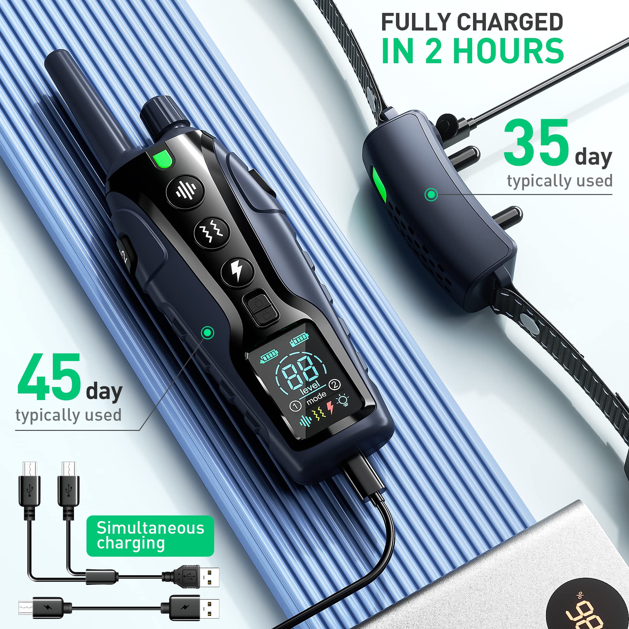 Nikketta rechargeable collar and remote with long standby battery life