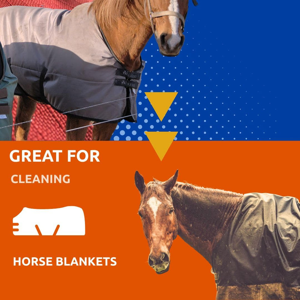 Nikwax Rug Wash 1L label close-up highlighting wash-in cleaner benefits.