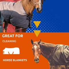 Nikwax Rug Wash 1L label close-up highlighting wash-in cleaner benefits.