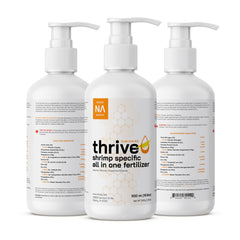 NilocG ThriveS shrimp-specific fertilizer label close-up shows balanced macros and micros for healthy growth