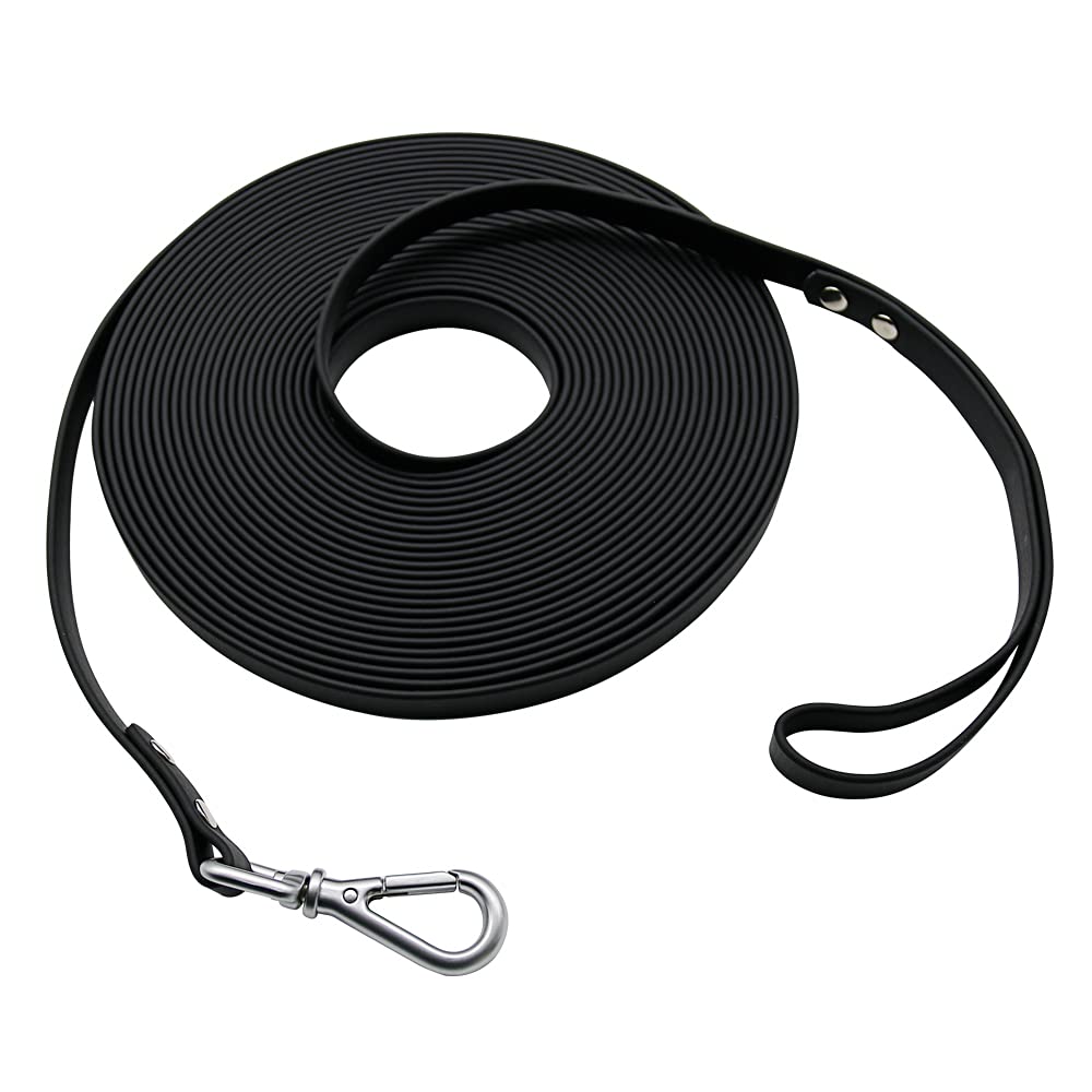 NIMBLE long dog leash with handle and secure clasp for recalls.