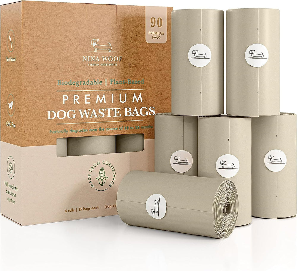 Nina Woof dog poop bags roll offers convenient, eco-friendly bags for tidy puppy walks.