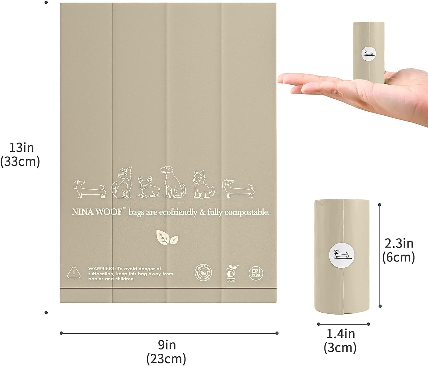 Nina Woof easy-open bag edge helps quick and clean waste access.