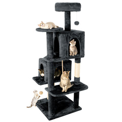 Nineshi 58in cat tree with dual condos for indoor cats