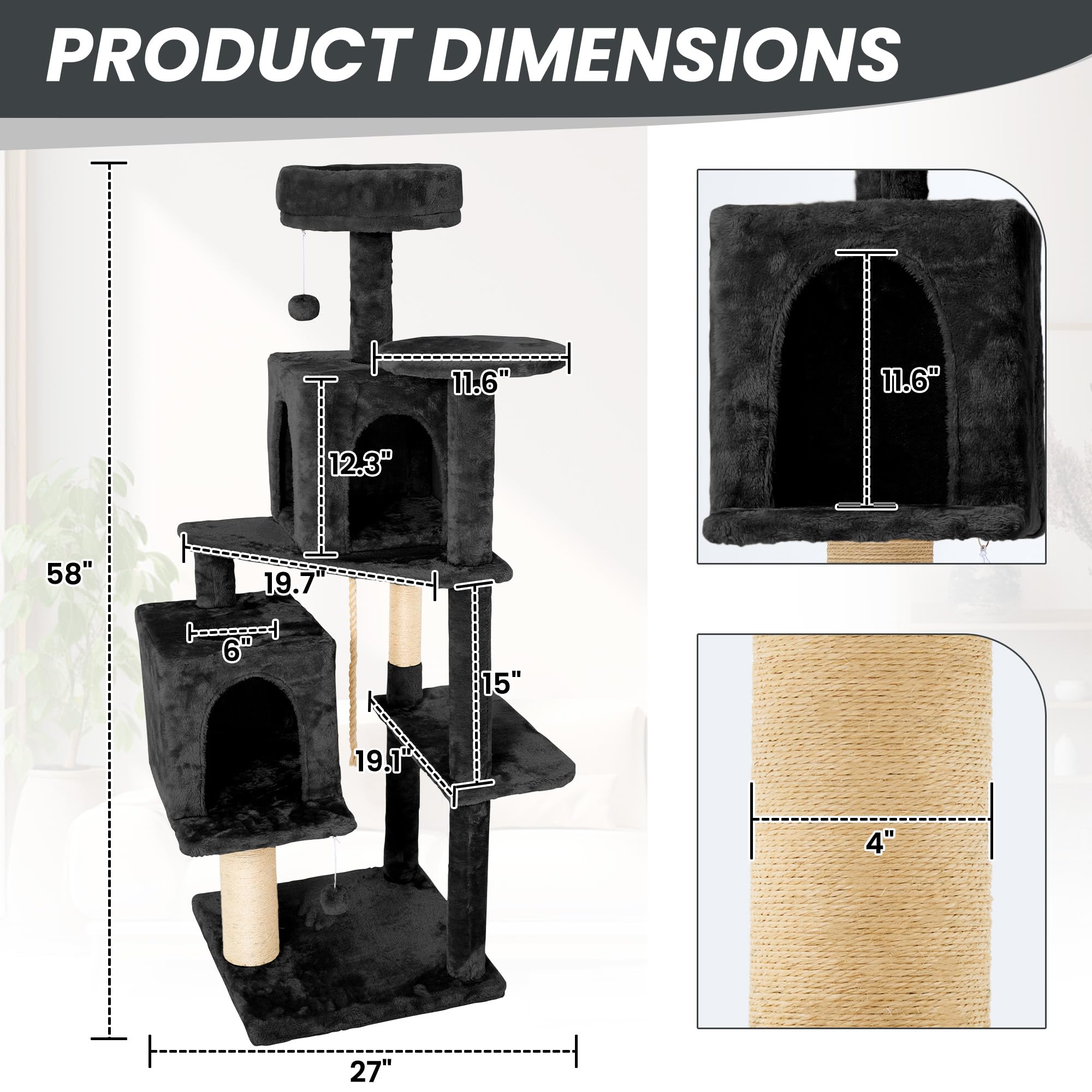 Nineshi easy assembly cat tree with included tools