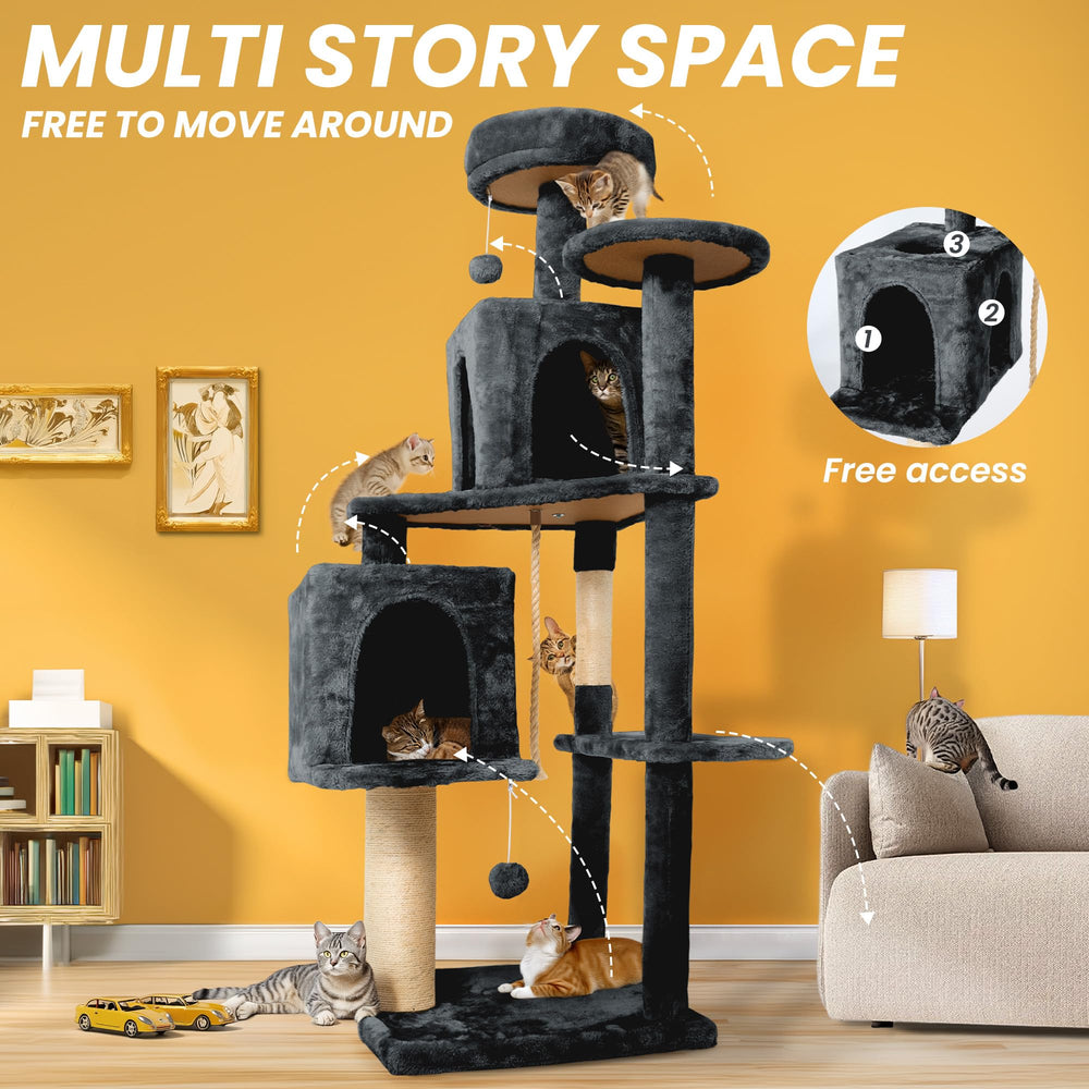 Nineshi plush hang ball on cat tree for interactive play