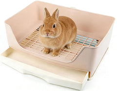 NINGVIHE rabbit litter box front view with drawer for easy cleaning.