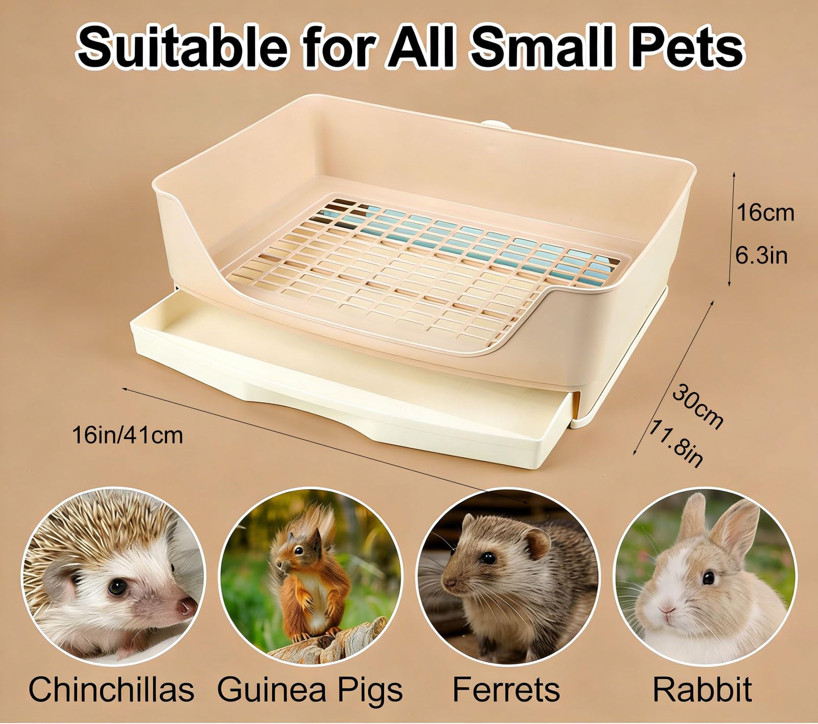 NINGVIHE rabbit litter box top view showing spacious interior for multiple pets.