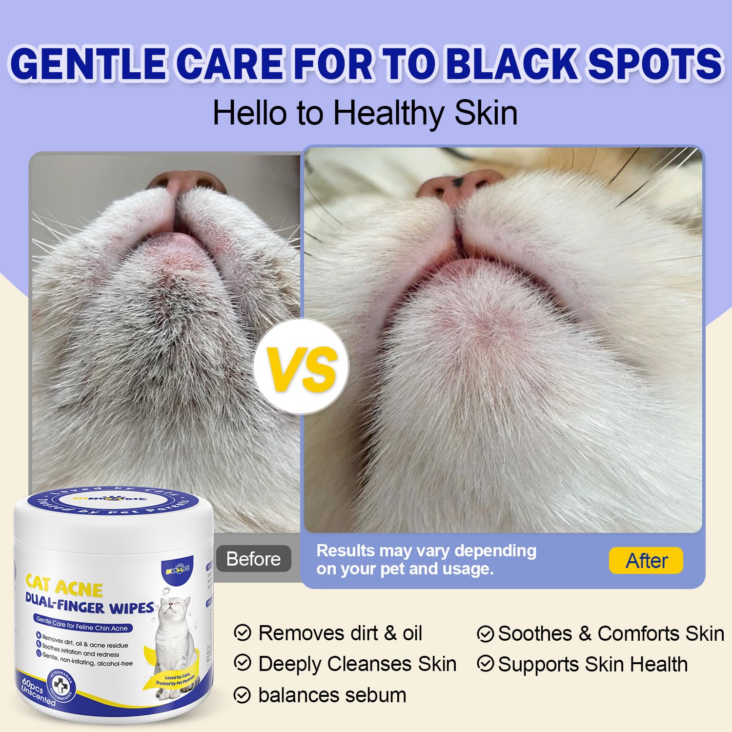 Ninibabie Cat Chin Care Wipes safe for sensitive skin with soft cleansing