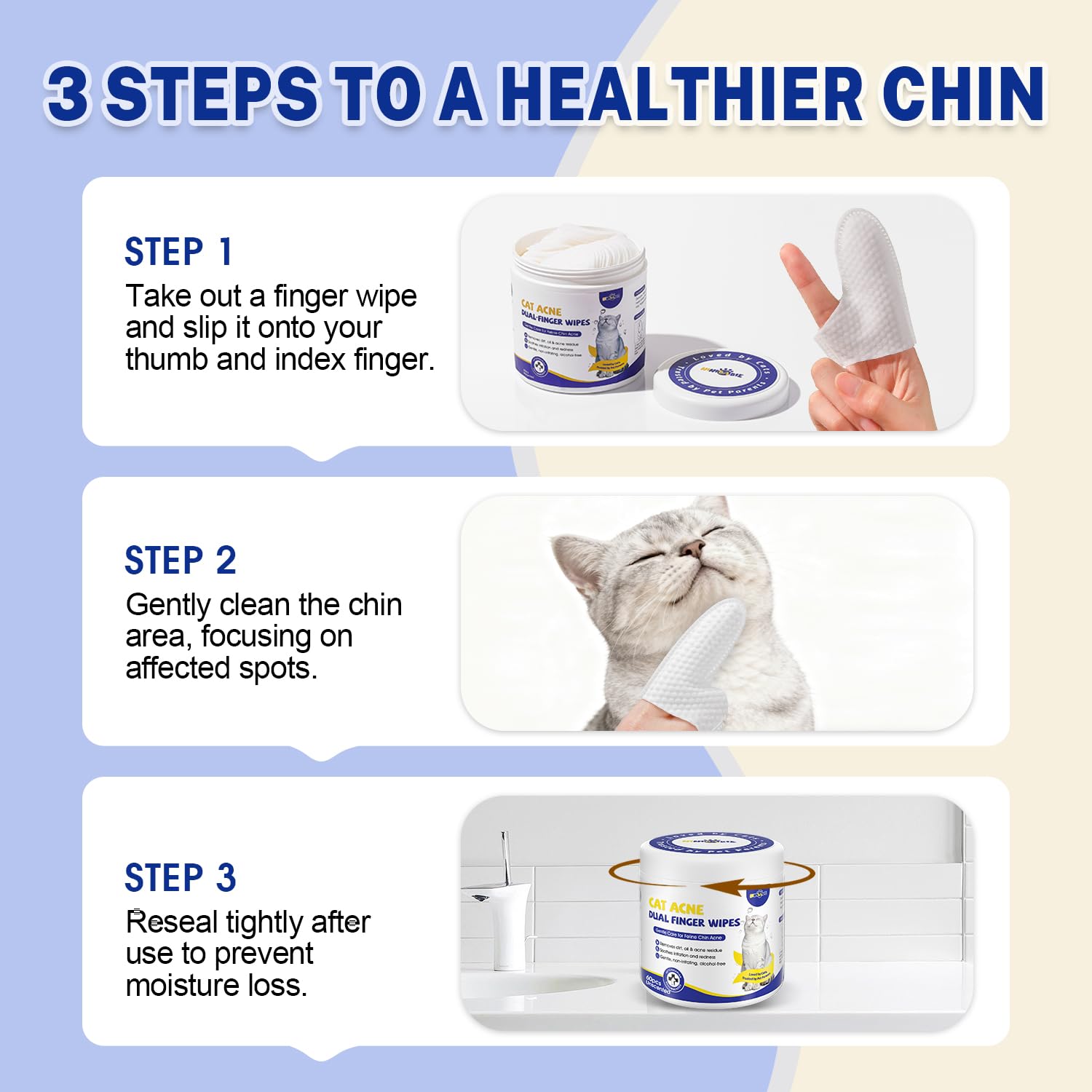 Ninibabie Cat Chin Care Wipes keep the chin fresh between sessions