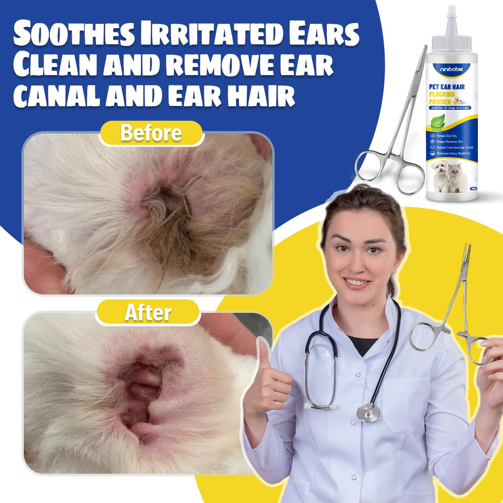 Ninibabie ear massage action shows gentle care after applying powder.